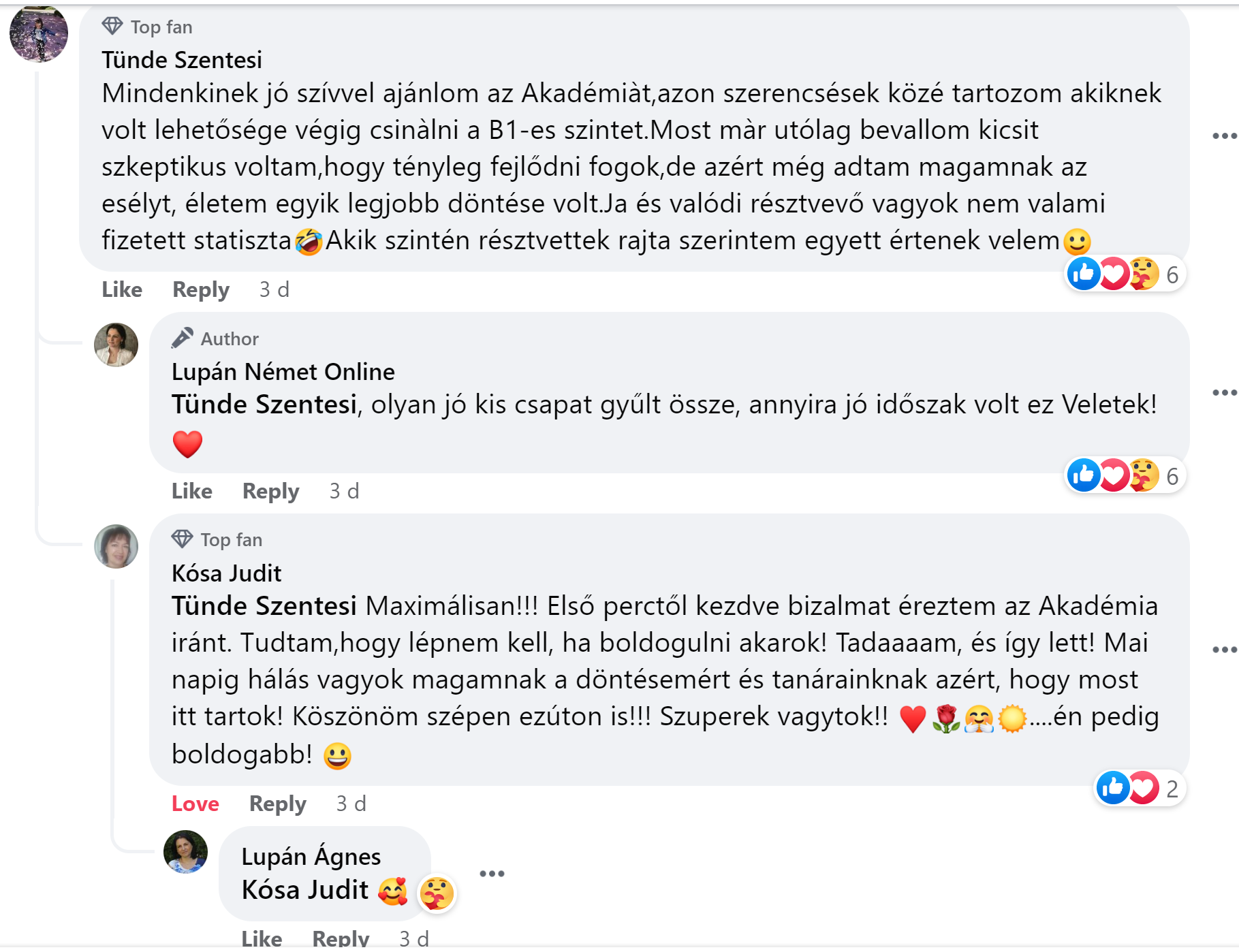 Bogdán Tünde visszajelzés