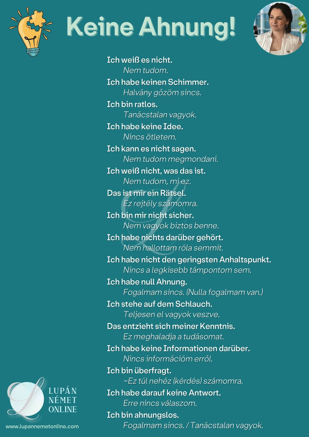 Keine Ahnung Fogalmam sincs Tobbfelekeppen nemetul