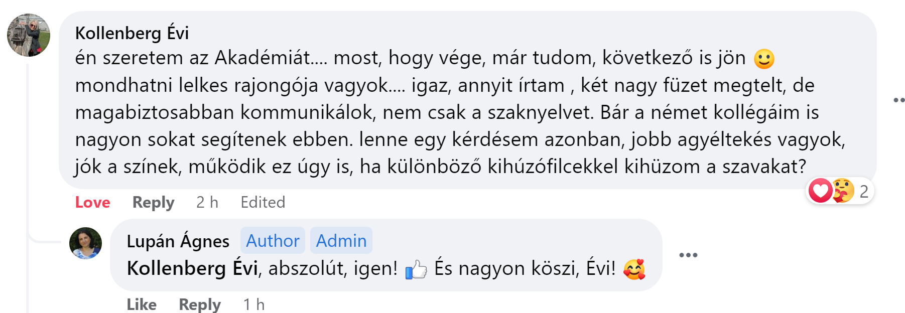 Kollenber Évi visszajelzés