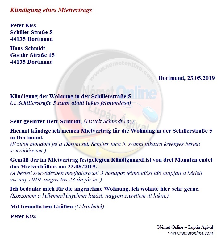 Kundigung eines Mietvertrages kep2