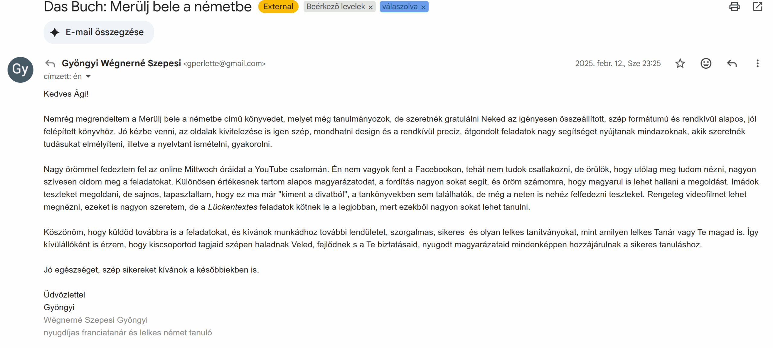 Wegnerne Szepesi Gyongyi visszajelzes az A1 es konyvrol scaled