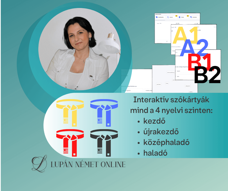 Az interaktív szókártyacsomag mind a 4 nyelvi szinten, A1-B2, telefonos felülettel